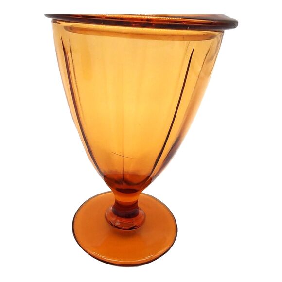 Vintage Mid Century Cambridge Amber Glass Compote Candy Dishes Pair - 8.5" Tall - Picture 12 of 14